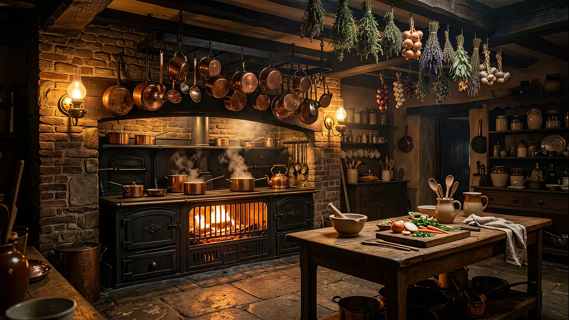 Victorian Kitchen Copper 4K Gif Wallpaper