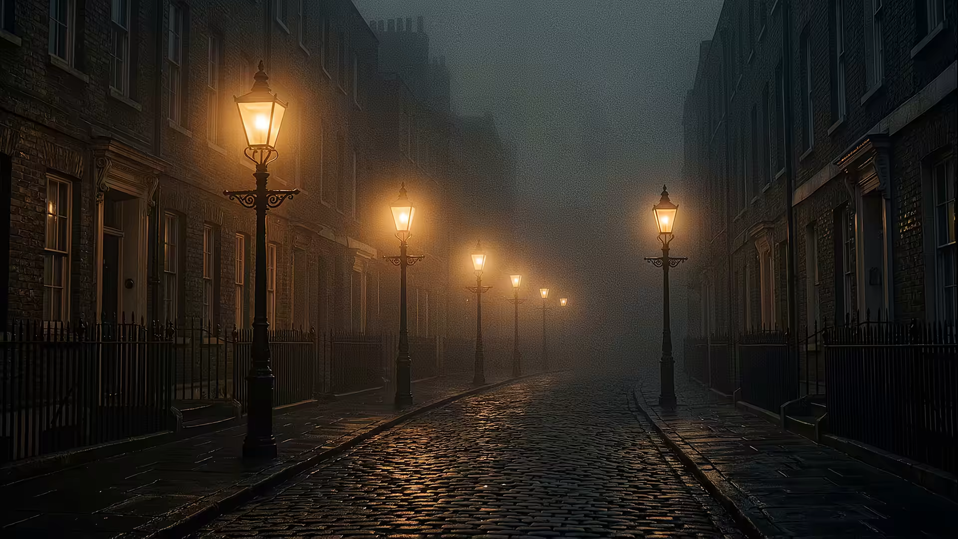Victorian Street Gaslamps 4K Gif Wallpaper