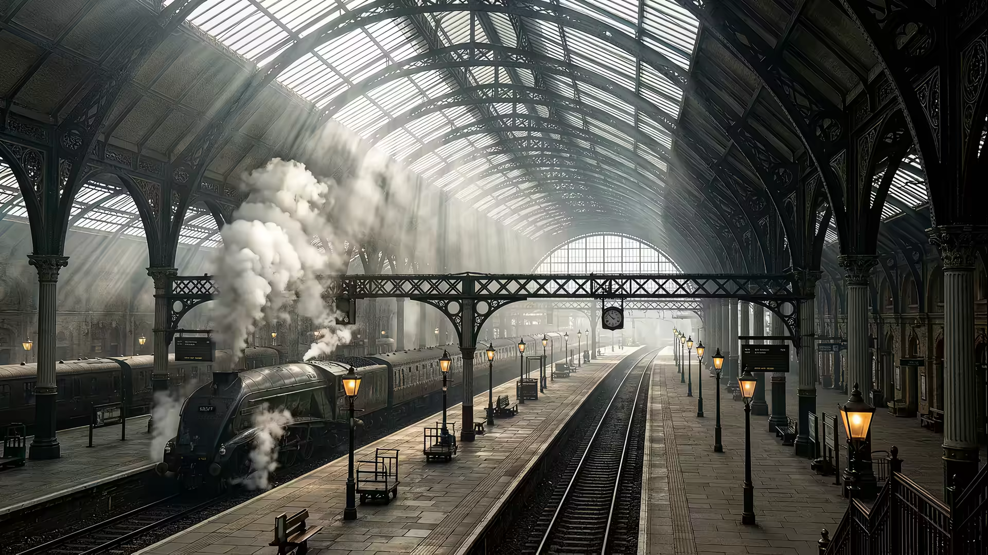 Victorian Train Station 4K Gif Wallpaper