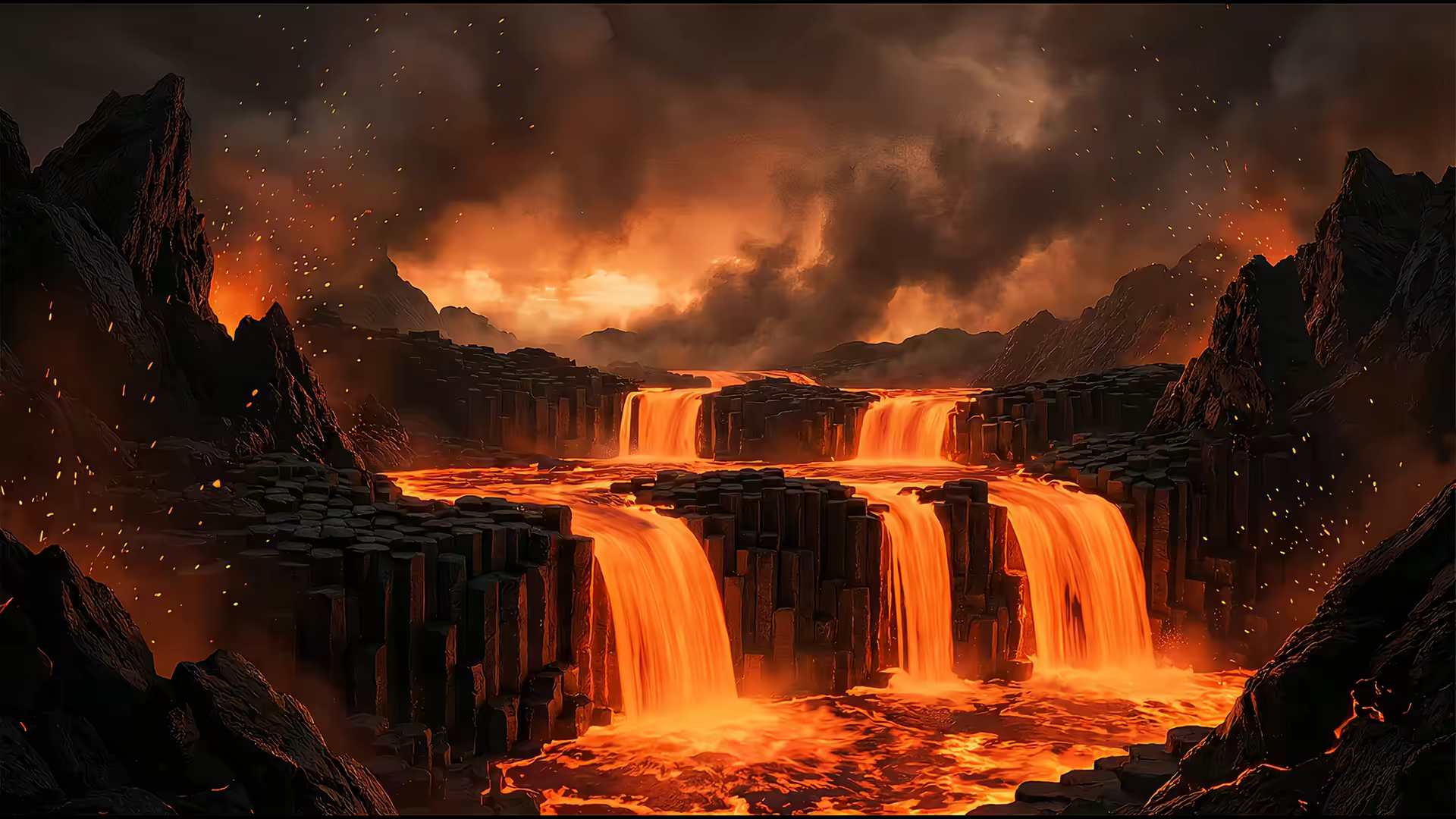 Waterfall Cascade Lava 4K Gif Wallpaper