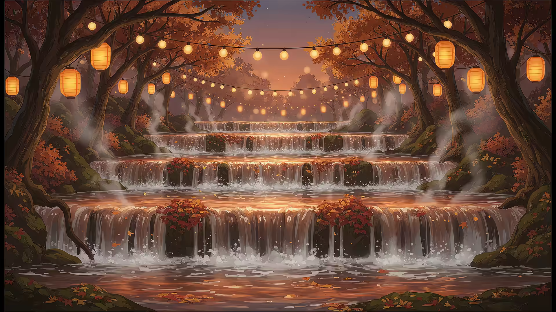 Waterfall Cascade Lofi 4K Gif Wallpaper