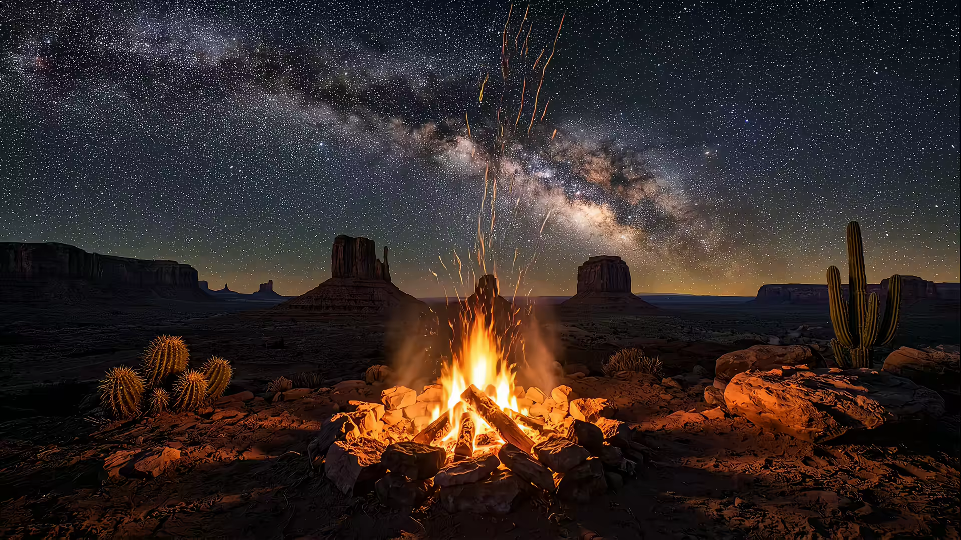 Western Desert Campfire 4K Gif Wallpaper