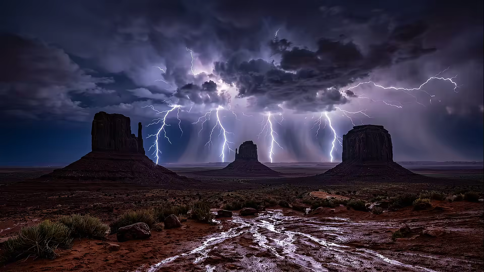 Western Monument Valley Lightning 4K Gif Wallpaper
