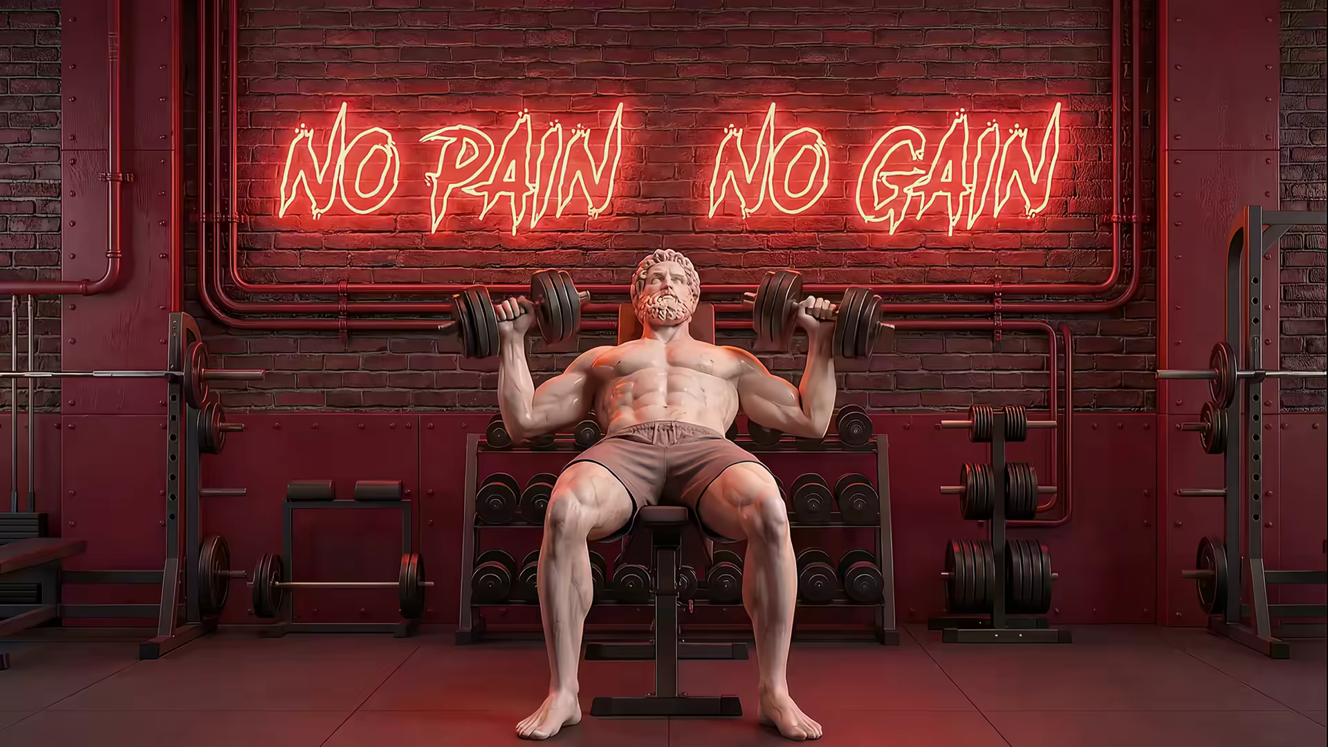 Greek God Inclined Dumbbell Press Workout 4K Gif Wallpaper