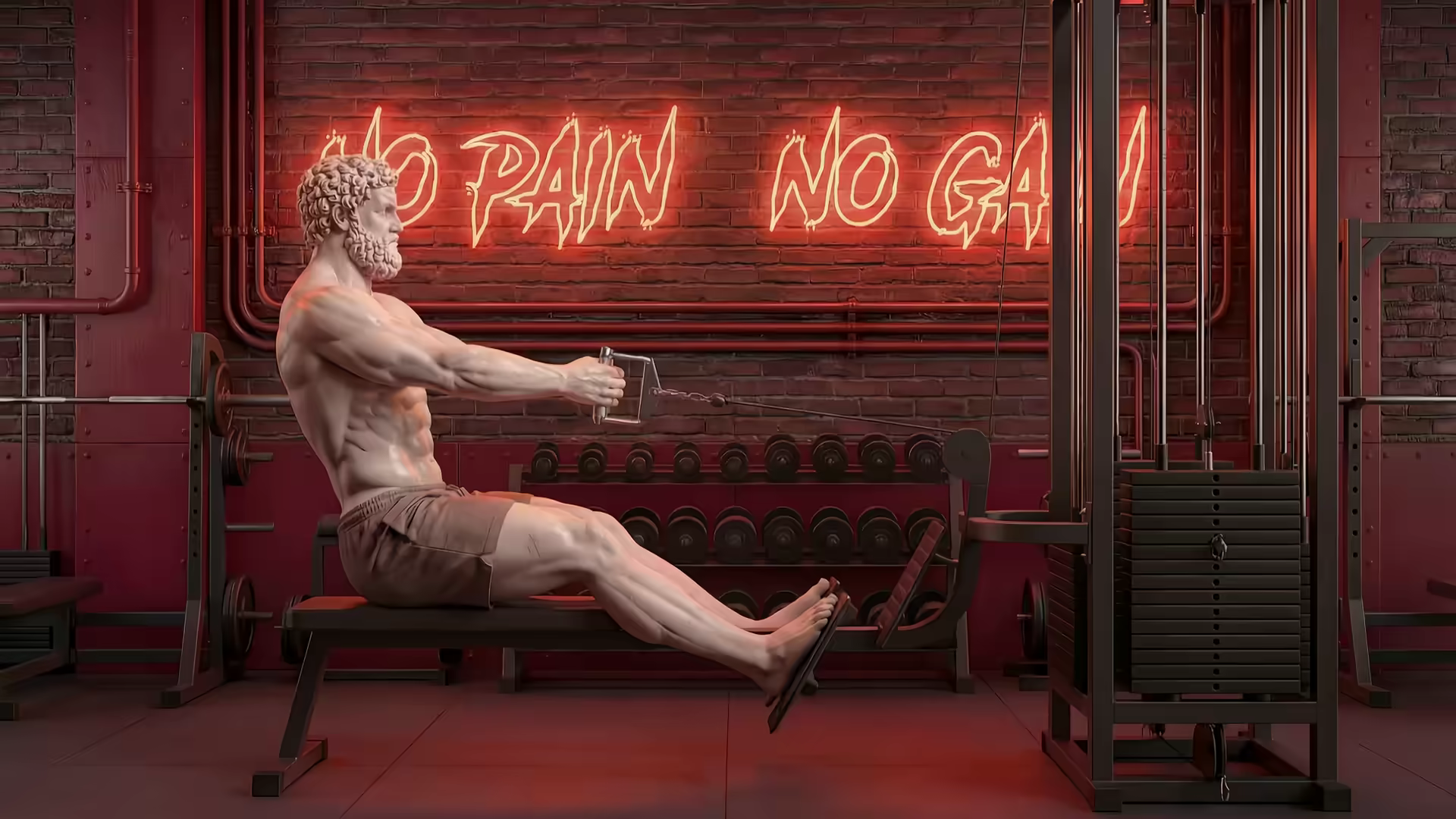 Greek God Seated Cable Row Workout 4K Gif Wallpaper